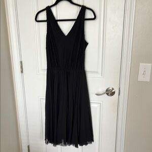 Black Ruched A-line Midi Sundress